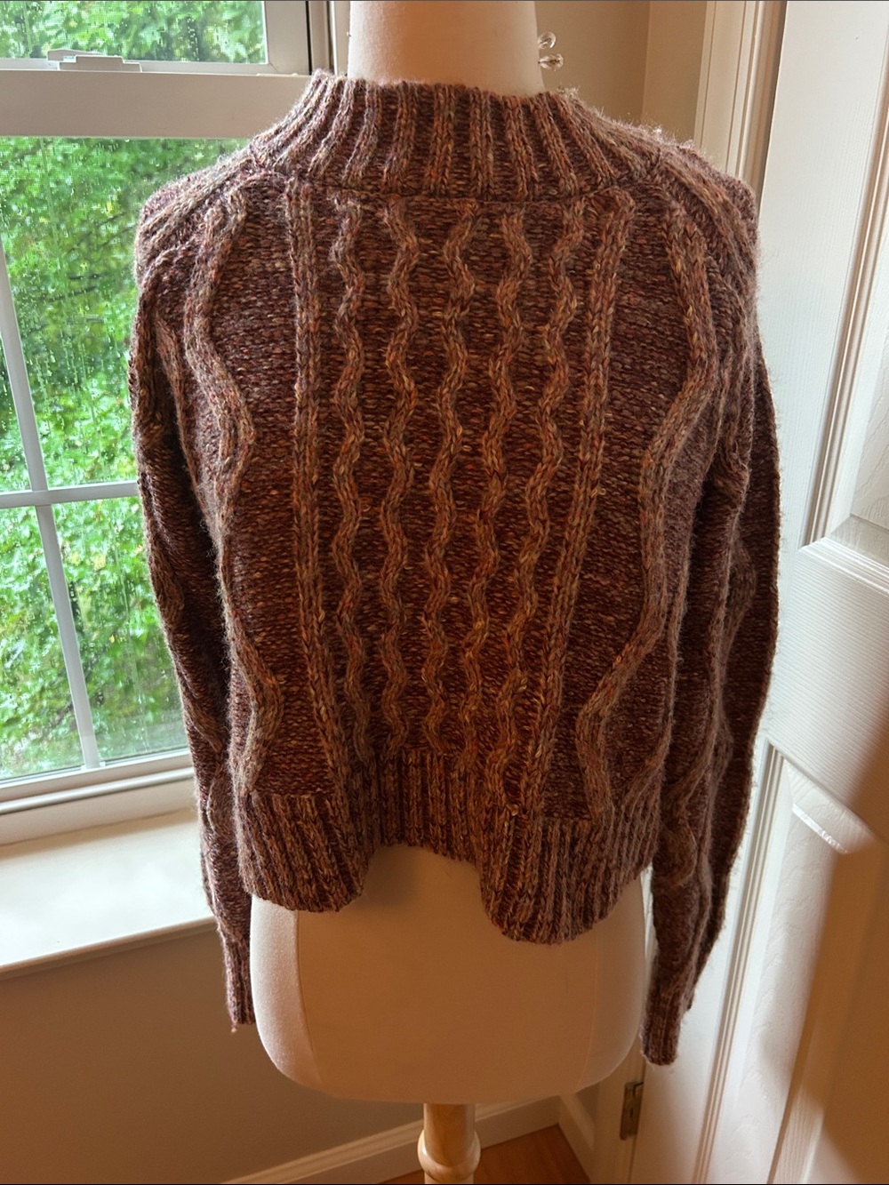 La Hearts Brown Marled Cable Knit Crew Sweater